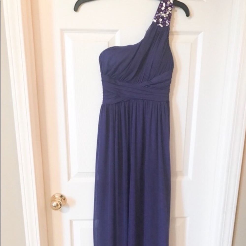 Way-In Co One Shoulder Purple Evening Gown